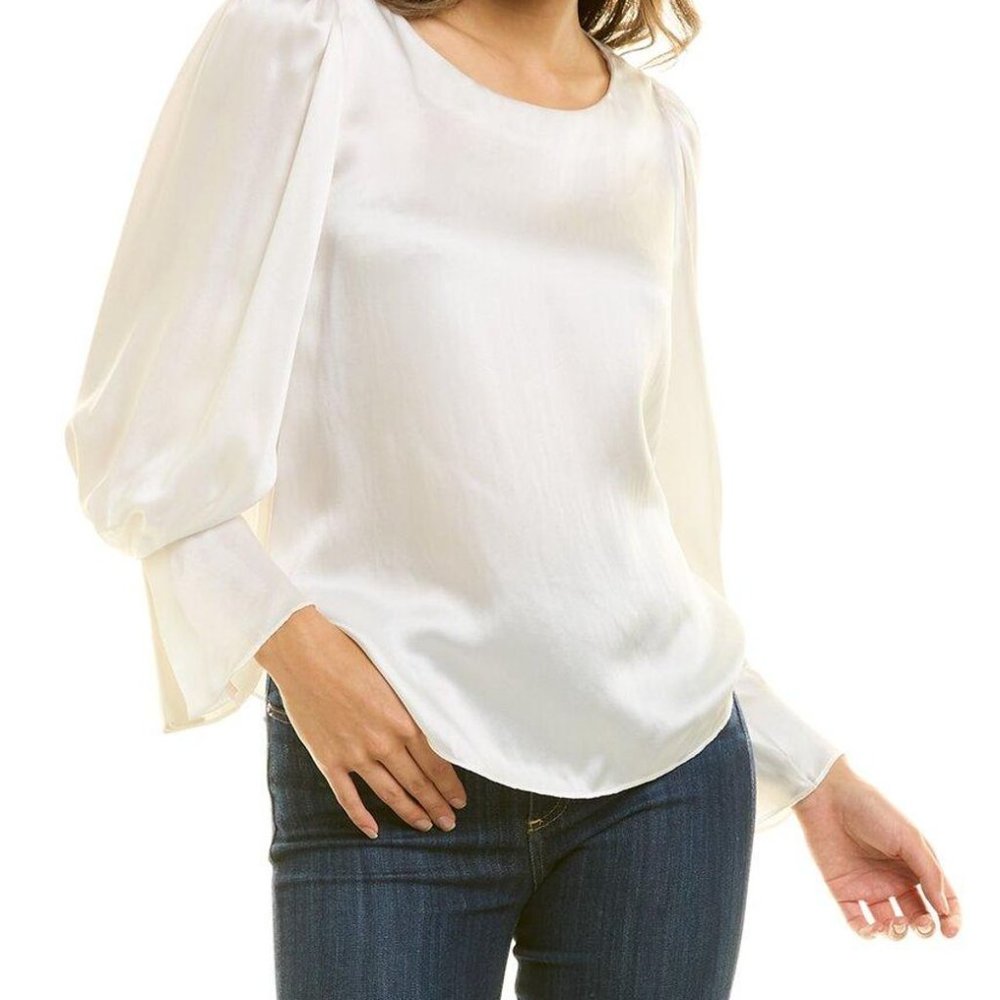 Rebecca Taylor Charmeuse Pleat Silk Top
